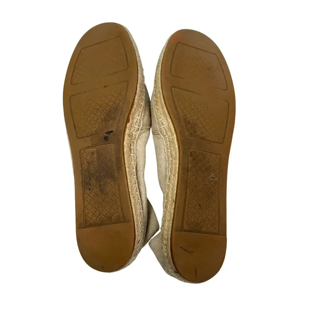Tory Burch Weston Womens Canvas Logo Round Toe Slip On Espadrilles Flats Shoes 7
